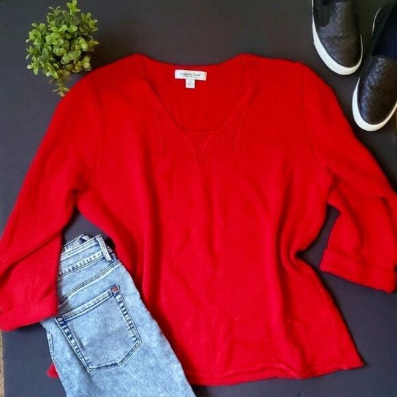 Coldwater creek red knit sweater - Picture 1 of 9
